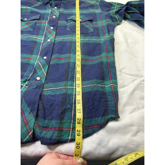 Wrangler Men's L Multicolor Plaid Pearl Snap Cotton Western Button-Up Shirt - Picture 5 of 6